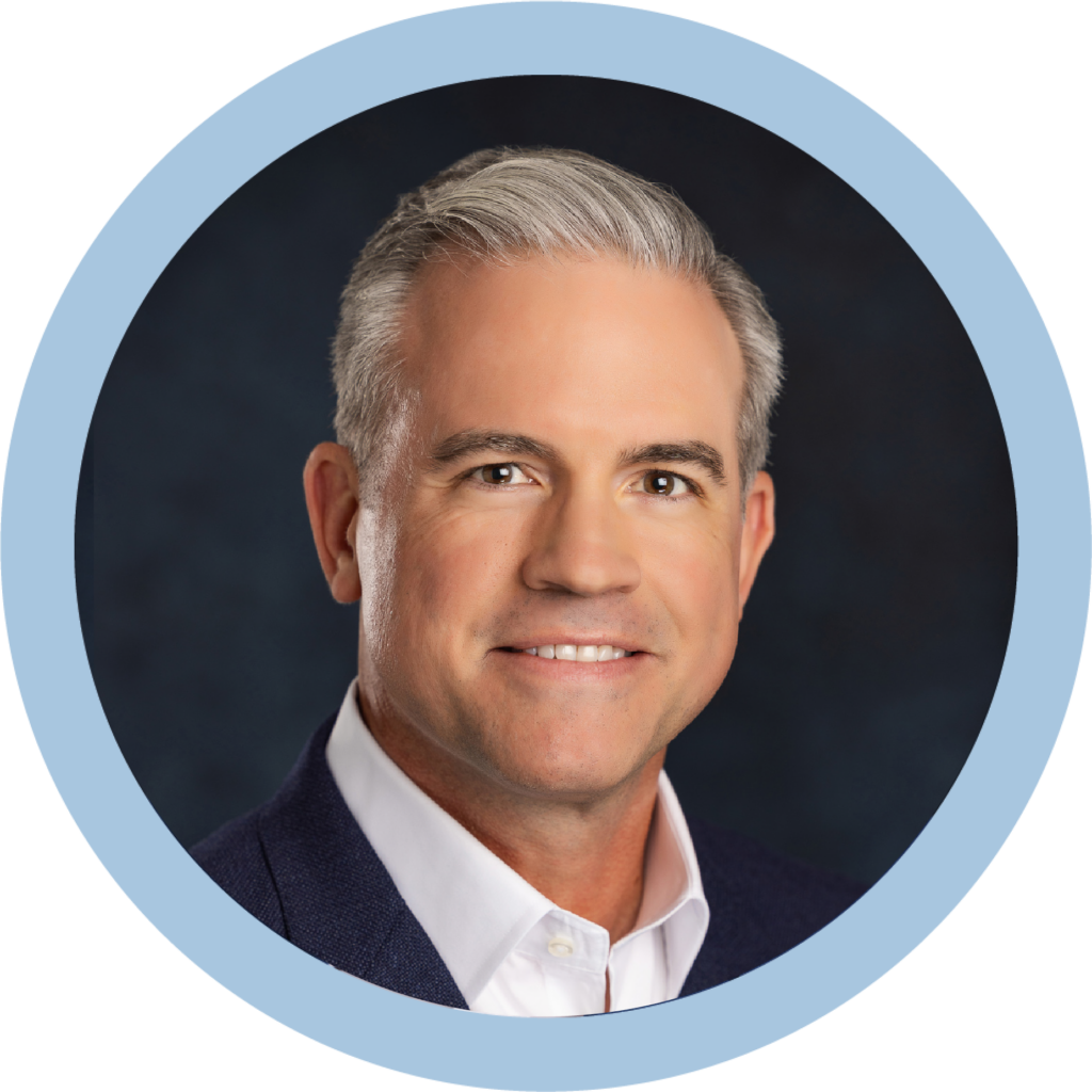 JD Schwefler, Chief Commercial Officer, headshot outlined in light blue